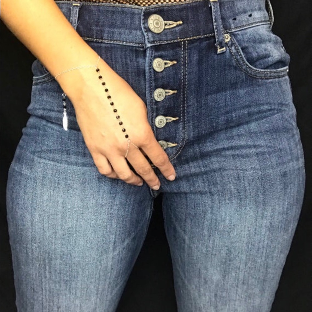Express High waist button fly legging jean raw hem